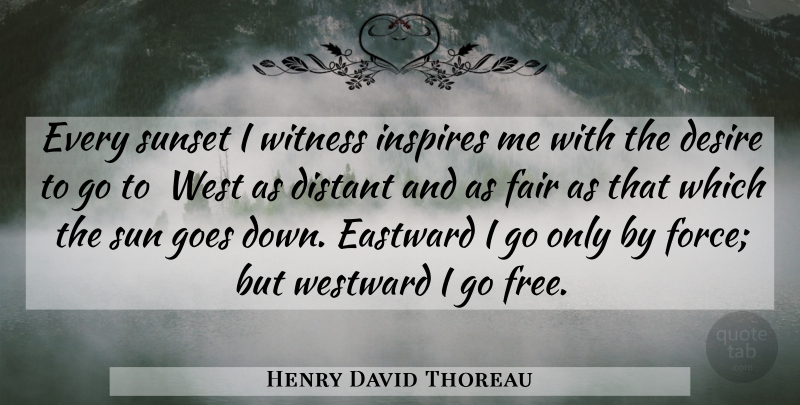 Henry David Thoreau Quote About Sunset, Inspire, Desire: Every Sunset I Witness Inspires...
