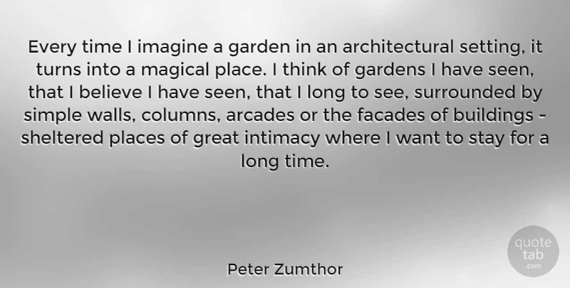 Peter Zumthor Quote About Wall, Believe, Simple: Every Time I Imagine A...