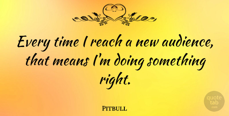Pitbull Quote About Mean, Audience: Every Time I Reach A...