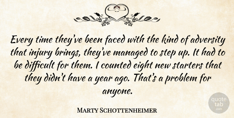 Marty Schottenheimer Quote About Adversity, Counted, Difficult, Eight, Faced: Every Time Theyve Been Faced...