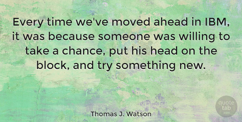 Thomas J. Watson Quote About Change, Business, Block: Every Time Weve Moved Ahead...