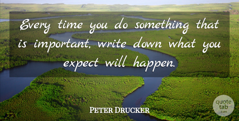 Peter Drucker Quote About Writing, Important, Happens: Every Time You Do Something...