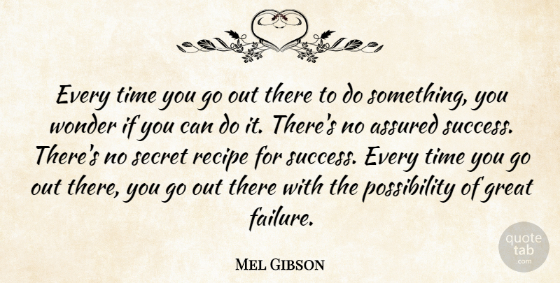 Mel Gibson Quote About Secret, Recipes, Wonder: Every Time You Go Out...