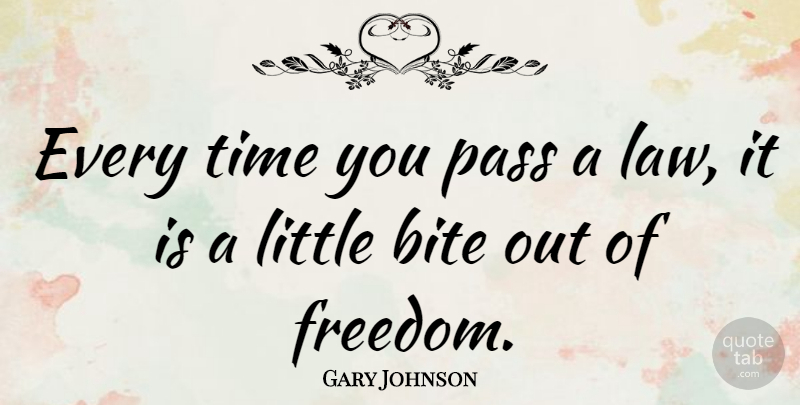Gary Johnson Quote About Bite, Freedom, Pass, Time: Every Time You Pass A...