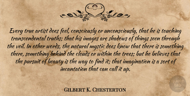 Gilbert K. Chesterton Quote About Believe, Artist, Clouds: Every True Artist Does Feel...