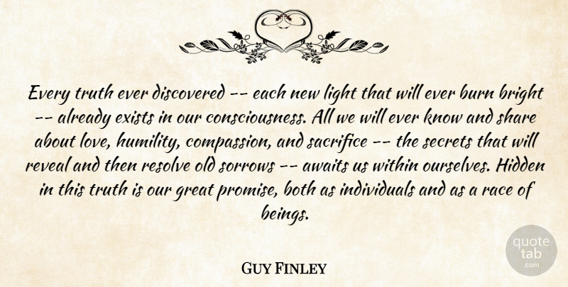 Guy Finley Quote About Humility, Sacrifice, Compassion: Every Truth Ever Discovered Each...
