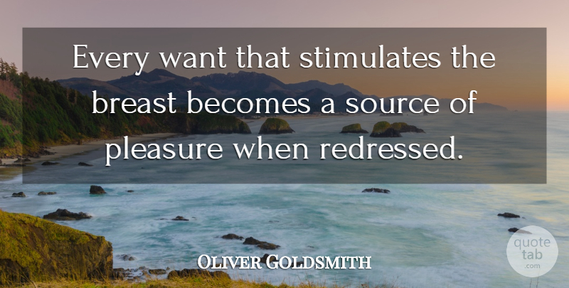 Oliver Goldsmith Quote About Want, Pleasure, Source: Every Want That Stimulates The...