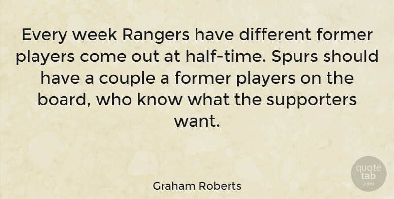 Graham Roberts Quote About Couple, Player, Should Have: Every Week Rangers Have Different...