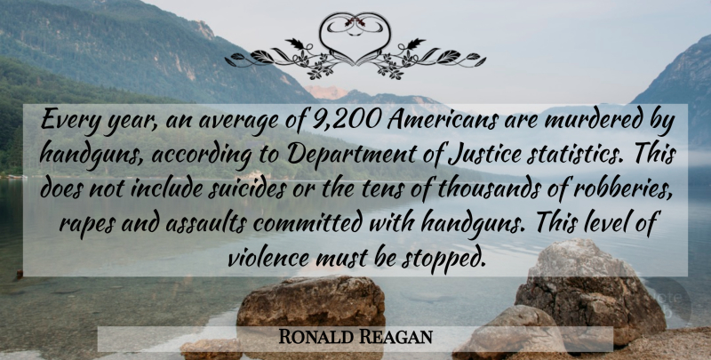 Ronald Reagan Quote About Suicide, Gun, Average: Every Year An Average Of...