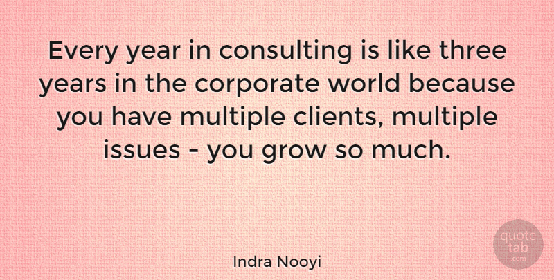 Indra Nooyi Quote About Years, Issues, Three: Every Year In Consulting Is...