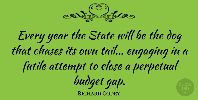 Richard Codey Quote About Dog, Years, Tails: Every Year The State Will...