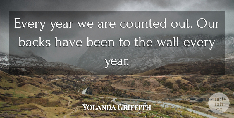 Yolanda Griffith Quote About Backs, Counted, Wall, Year: Every Year We Are Counted...