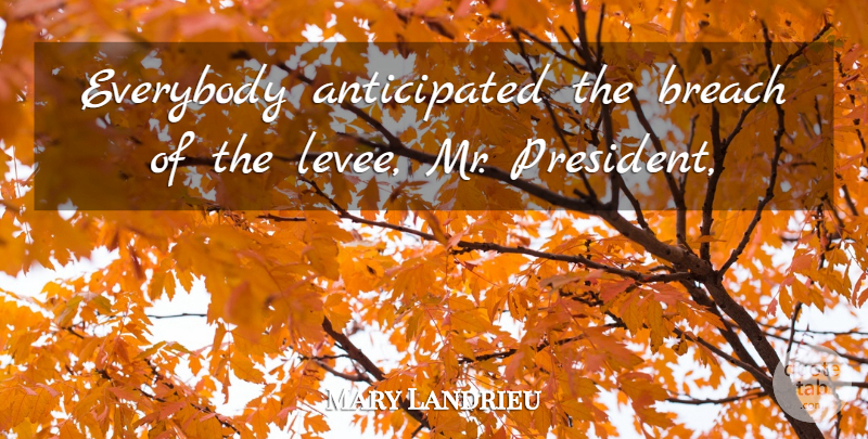 Mary Landrieu Quote About Breach, Everybody: Everybody Anticipated The Breach Of...