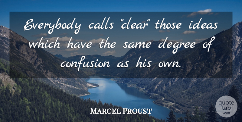 Marcel Proust Quote About Ideas, Confusion, Degrees: Everybody Calls Clear Those Ideas...