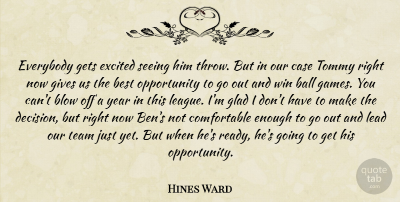 Hines Ward Quote About Ball, Best, Blow, Case, Everybody: Everybody Gets Excited Seeing Him...