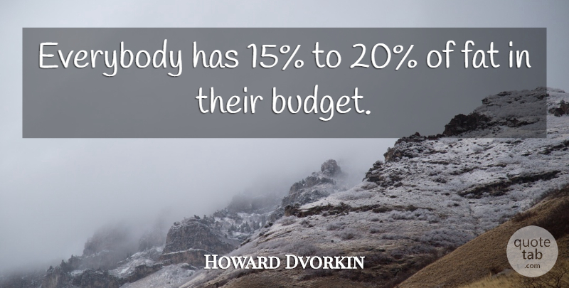 Howard Dvorkin Quote About Budgets, Everybody, Fat: Everybody Has 15 To 20...