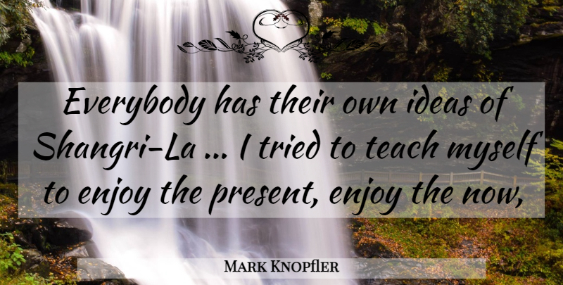 Mark Knopfler Quote About Enjoy, Everybody, Ideas, Teach, Tried: Everybody Has Their Own Ideas...