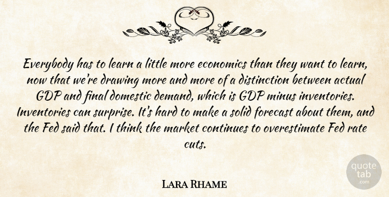 Lara Rhame Quote About Actual, Continues, Domestic, Drawing, Economics: Everybody Has To Learn A...