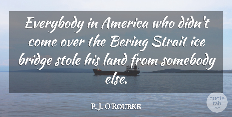 P. J. O'Rourke Quote About America, Everybody, Somebody: Everybody In America Who Didnt...
