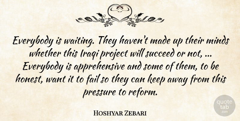 Hoshyar Zebari Quote About Everybody, Fail, Iraqi, Minds, Pressure: Everybody Is Waiting They Havent...