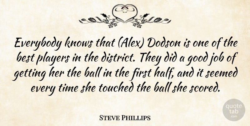 Steve Phillips Quote About Ball, Best, Everybody, Good, Job: Everybody Knows That Alex Dodson...
