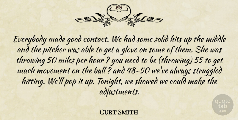 Curt Smith Quote About Ball, Everybody, Good, Hits, Hour: Everybody Made Good Contact We...