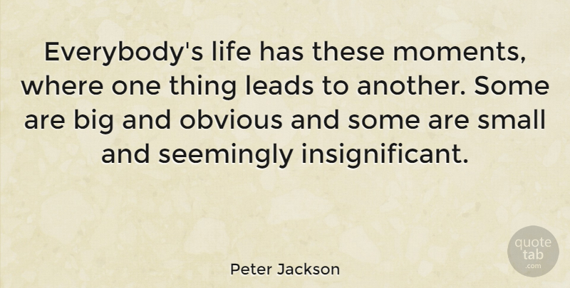 Peter Jackson Quote About Moments, Bigs, Obvious: Everybodys Life Has These Moments...