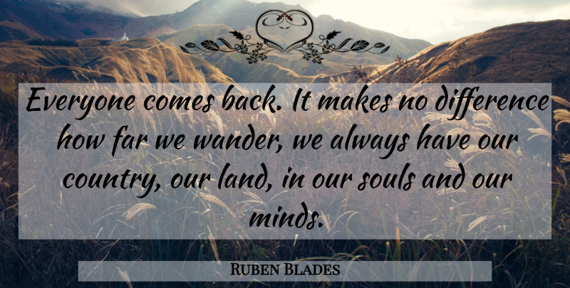 Ruben Blades Quote About Country, Land, Differences: Everyone Comes Back It Makes...