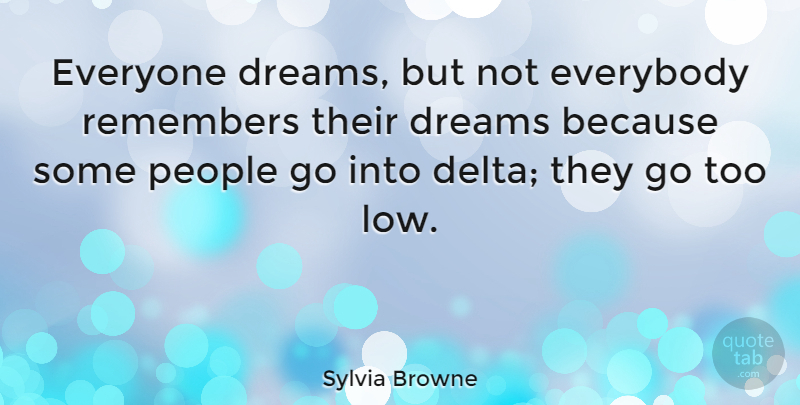 Sylvia Browne Quote About Dream, People, Remember: Everyone Dreams But Not Everybody...