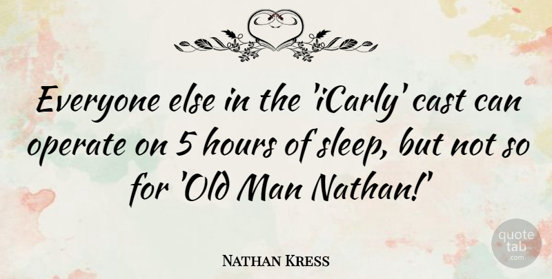 Nathan Kress Quote About Sleep, Men, Hours: Everyone Else In The Icarly...