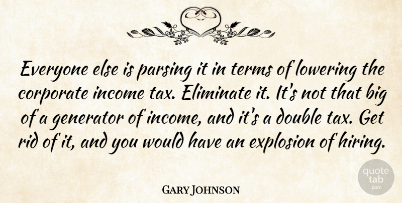 Gary Johnson Quote About Corporate, Eliminate, Explosion, Income, Lowering: Everyone Else Is Parsing It...