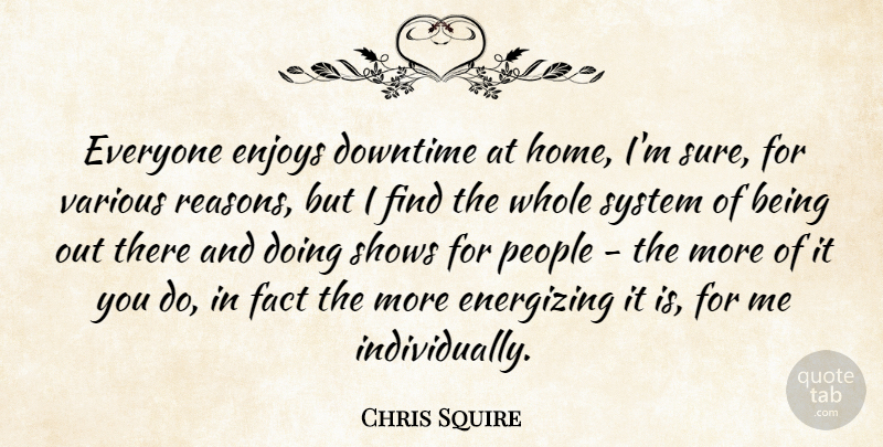 Chris Squire Quote About Downtime, Energizing, Enjoys, Home, People: Everyone Enjoys Downtime At Home...
