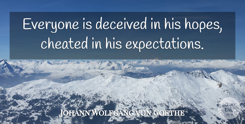 Johann Wolfgang von Goethe Quote About Inspirational, Expectations, Deceived: Everyone Is Deceived In His...
