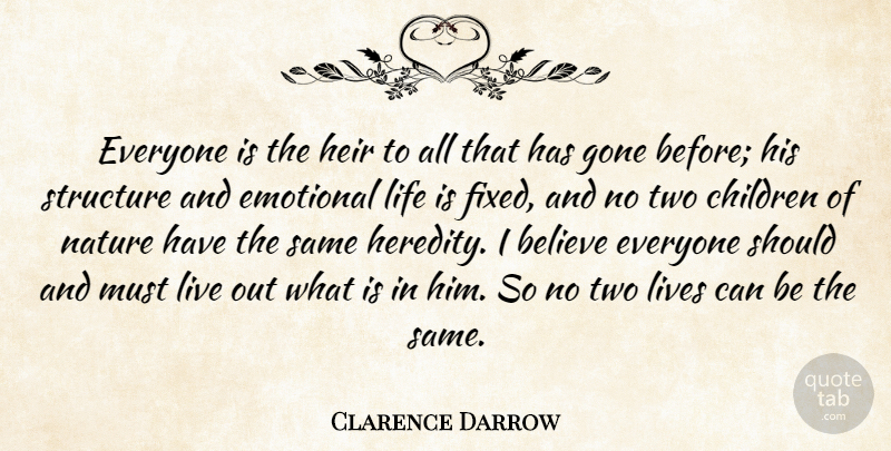 Clarence Darrow Quote About Children, Believe, Emotional: Everyone Is The Heir To...