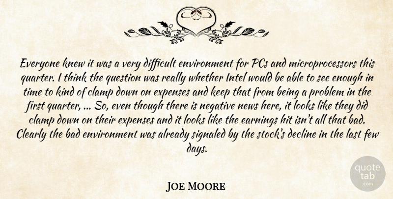 Joe Moore Quote About Bad, Clearly, Decline, Difficult, Earnings: Everyone Knew It Was A...