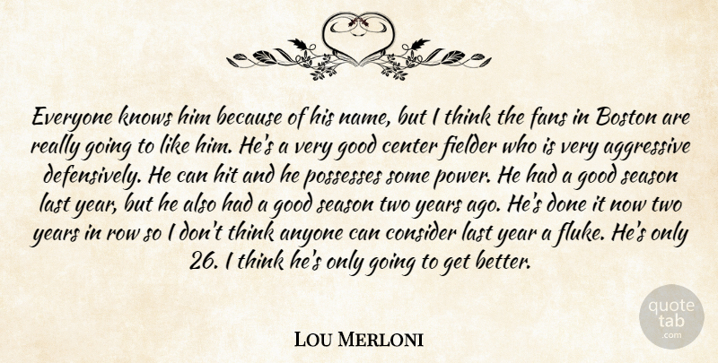 Lou Merloni Quote About Aggressive, Anyone, Boston, Center, Consider: Everyone Knows Him Because Of...
