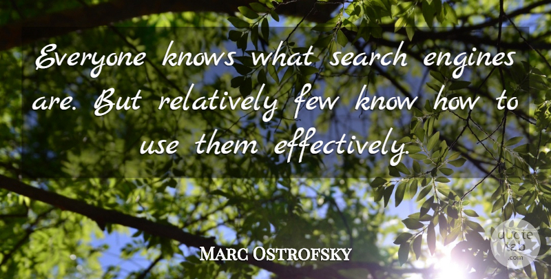 Marc Ostrofsky Quote About Use, Search Engine, Knows: Everyone Knows What Search Engines...