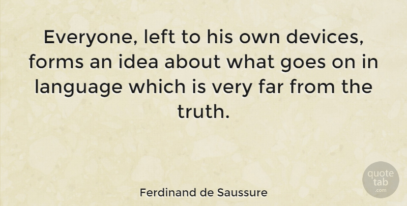 Ferdinand de Saussure Quote About Ideas, Goes On, Language: Everyone Left To His Own...