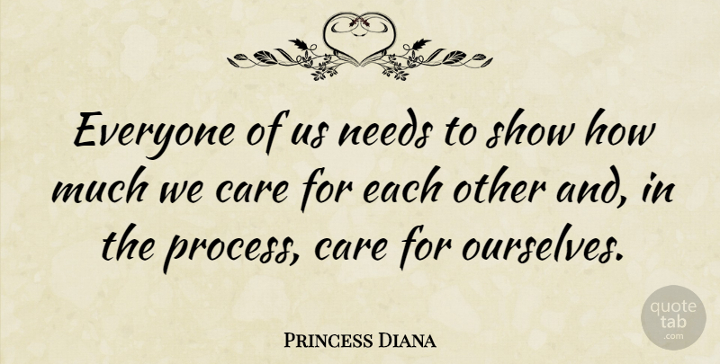 Princess Diana Quote About Love, Care, Needs: Everyone Of Us Needs To...