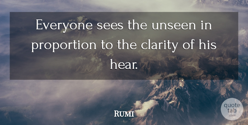 Rumi Quote About Spiritual, Wisdom, Heart: Everyone Sees The Unseen In...
