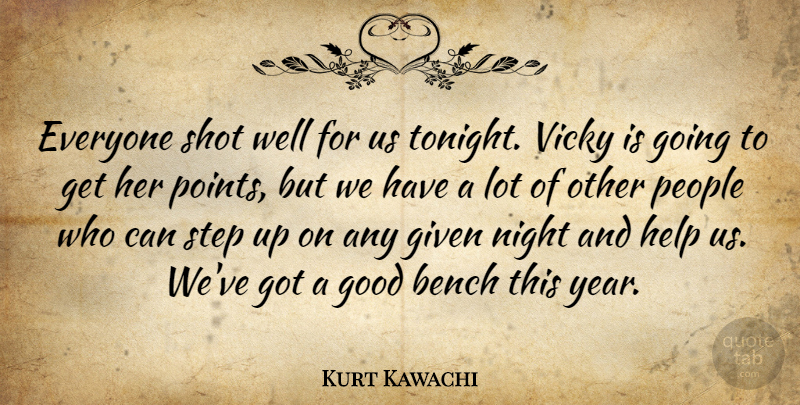 Kurt Kawachi Quote About Bench, Given, Good, Help, Night: Everyone Shot Well For Us...