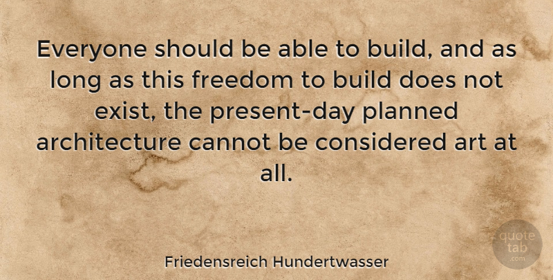 Friedensreich Hundertwasser Quote About Art, Long, Able: Everyone Should Be Able To...