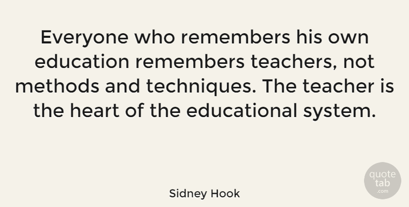 Sidney Hook Quote About Teacher, Educational, Teaching: Everyone Who Remembers His Own...