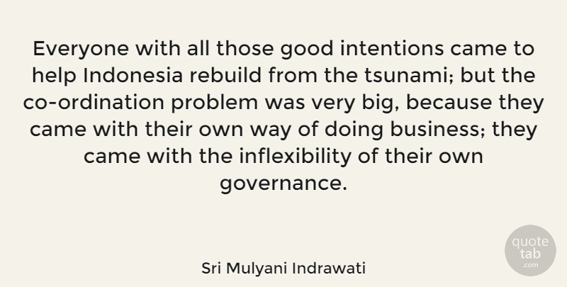 Sri Mulyani Indrawati Quote About Business, Came, Good, Indonesia, Intentions: Everyone With All Those Good...