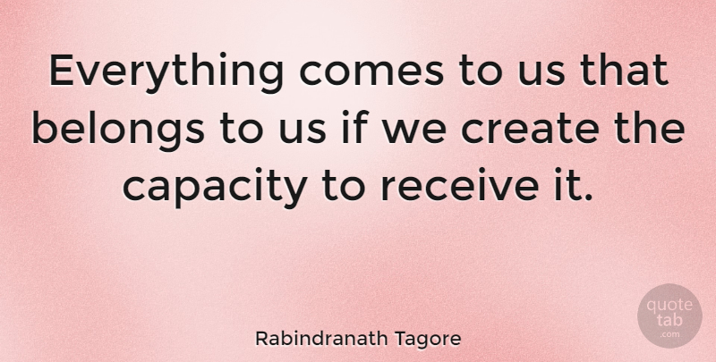 Rabindranath Tagore Quote About Life, Inspiring, Encouragement: Everything Comes To Us That...