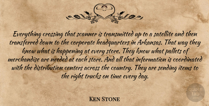 Ken Stone Quote About Across, Centers, Corporate, Crossing, Happening: Everything Crossing That Scanner Is...