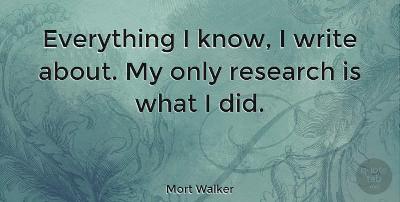 Mort Walker Quote About Writing, Research, Knows: Everything I Know I Write...