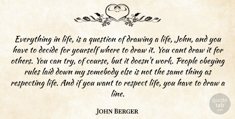 John Berger Quote About Drawing, People, Trying: Everything In Life Is A...