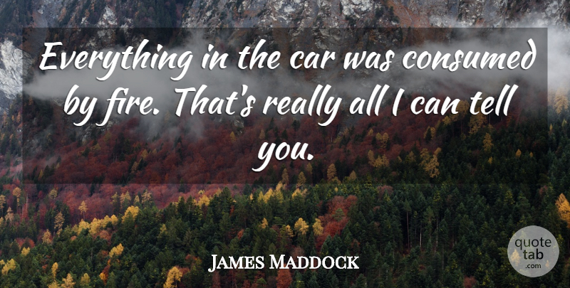 James Maddock Quote About Car, Consumed, Fire: Everything In The Car Was...