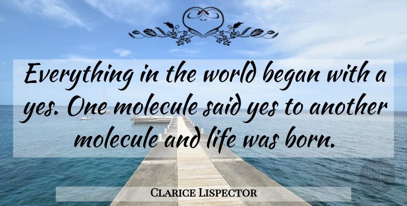 Clarice Lispector Quote About World, Molecules, Prehistory: Everything In The World Began...
